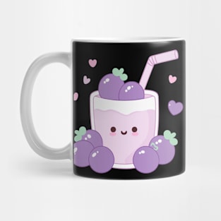 Cute Kawaii Blueberry Smoothie with Hearts | Design for Kawaii Food Lovers Mug